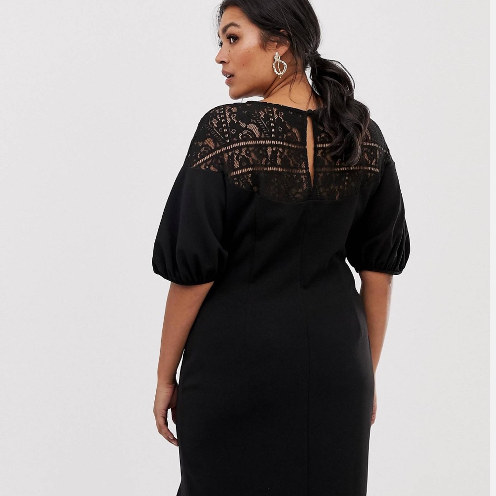 {ASOS} lace peplum hem midi dress